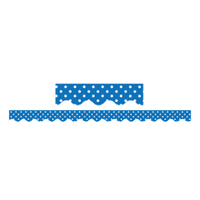 Load image into Gallery viewer, Teacher Created Resources Border Trim, 2 3/16in x 35in, Blue Mini Polka Dots, Pack Of 12