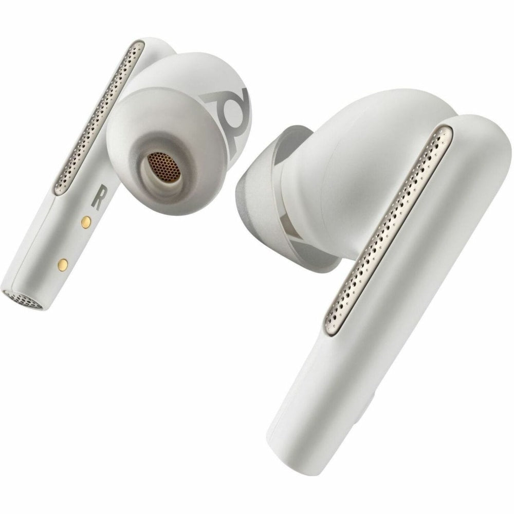 Poly Voyager Free 60 UC Earset - Stereo, Mono - USB Type A - True Wireless - Bluetooth - 98.4 ft - 20 Hz - 20 kHz - Earbud - Binaural - In-ear - Noise Canceling - White Sand