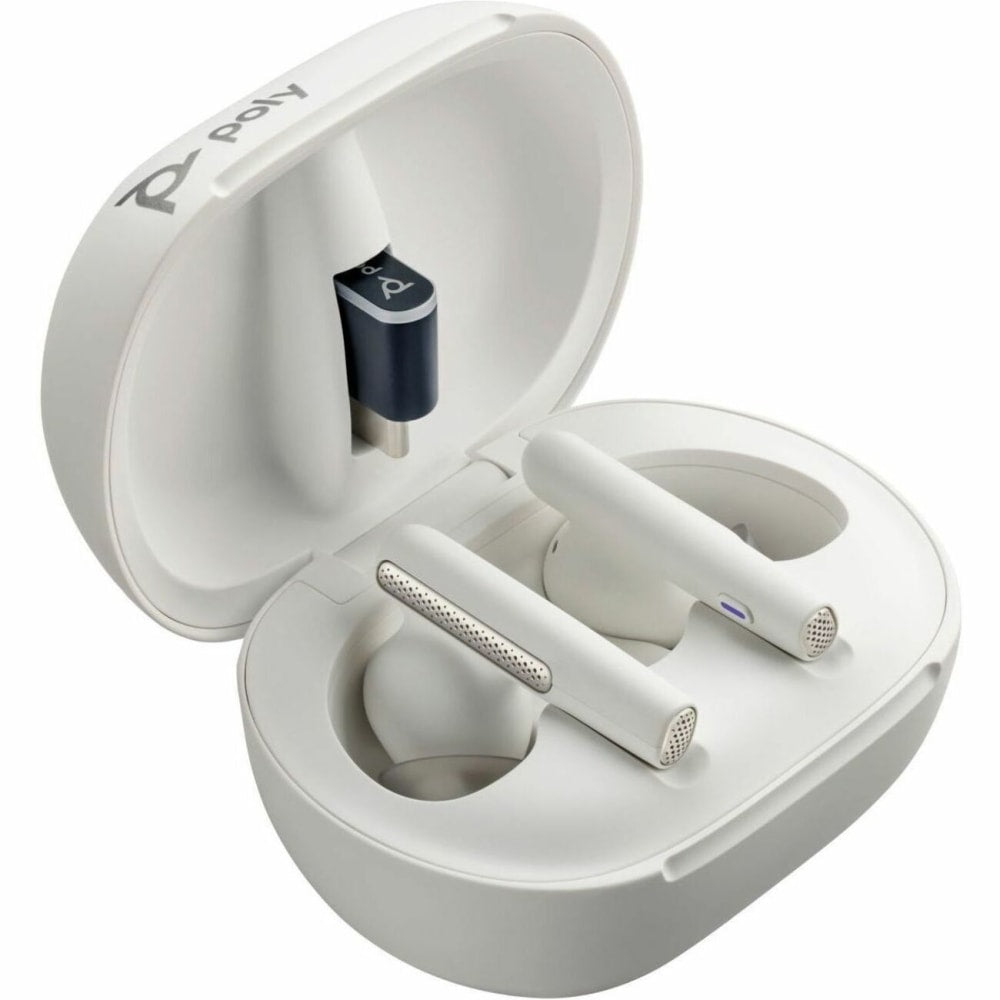 Plantronics Voyager Free 60+ UC Earset - Stereo, Mono - True Wireless - Bluetooth - 98.4 ft - 20 Hz - 20 kHz - Earbud - Binaural - In-ear - Noise Canceling - White Sand