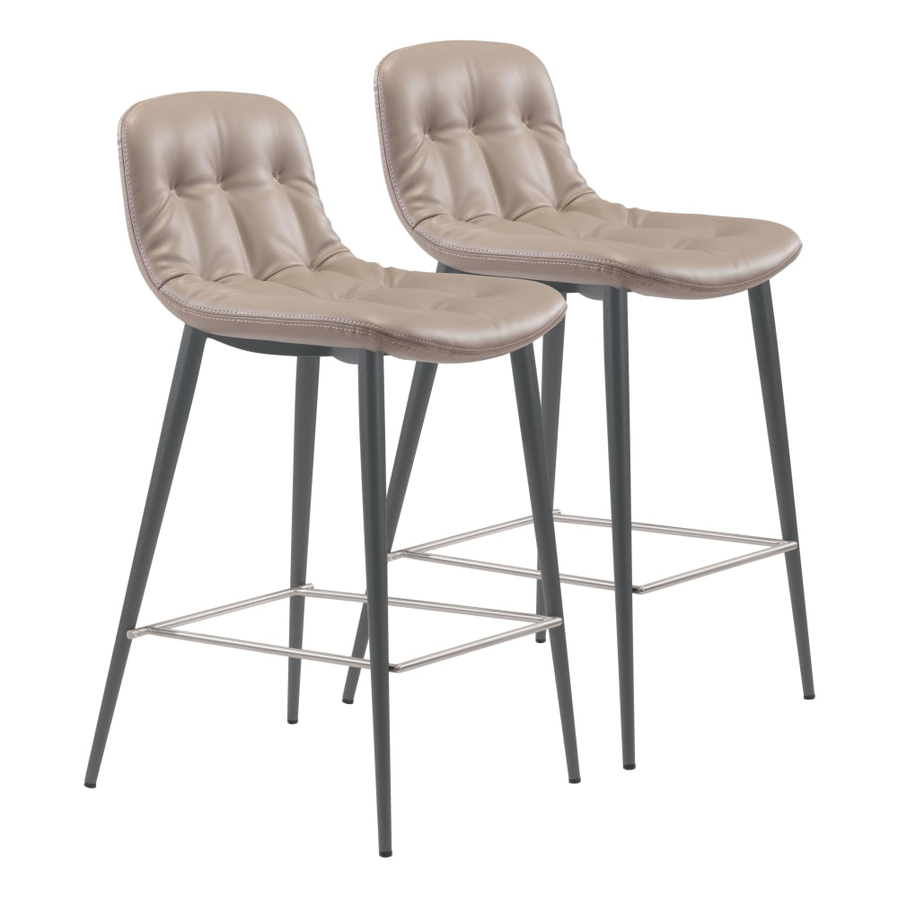 Zuo Modern Tangiers Counter Chairs, Taupe, Set Of 2 Chairs