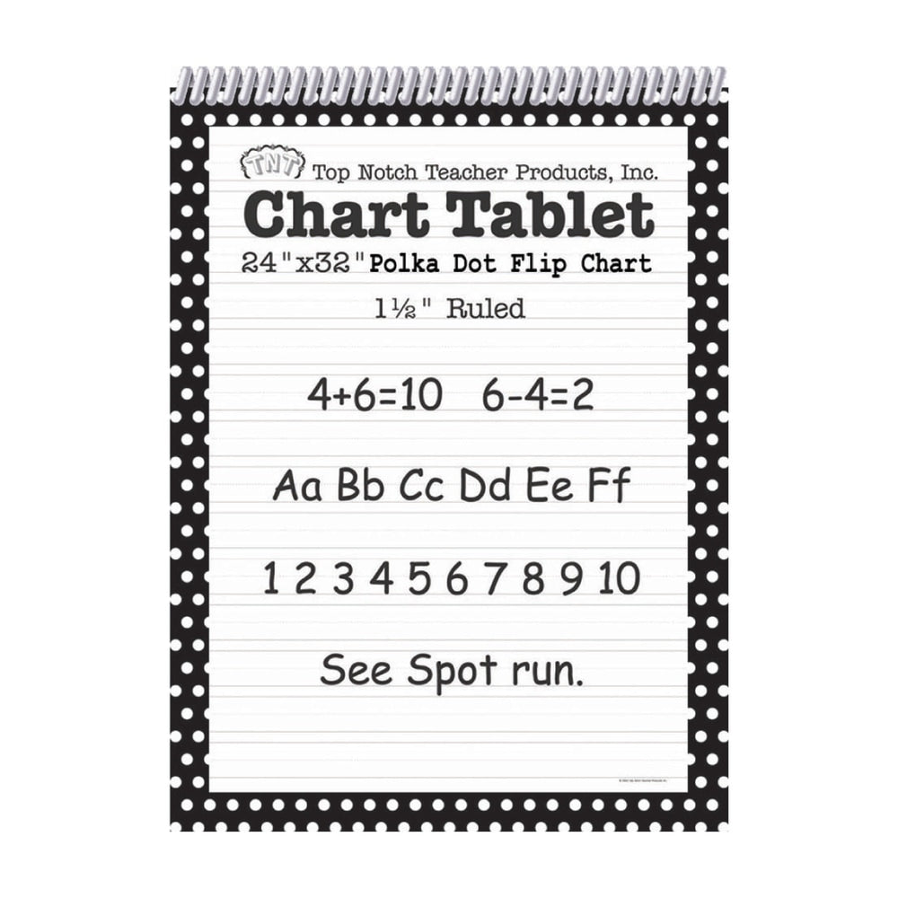 Top Notch Polka Dot Chart Tablets, 24in x 32in, 1 1/2in Ruled, Black, Pack Of 2