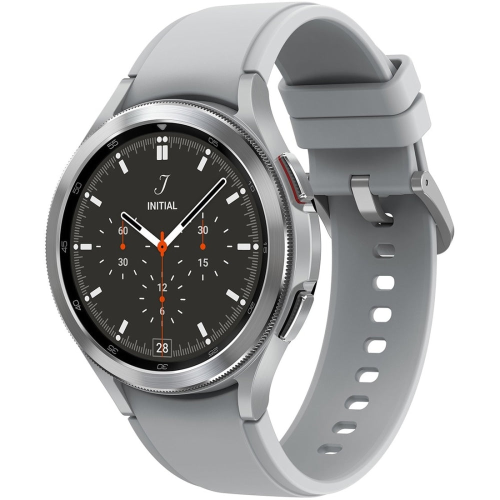 Samsung Galaxy Watch4 Classic, 46mm, Silver, Bluetooth - 16 GB - 1.50 GB Standard Memory - 1.4in - Android Wear - Bluetooth - GPS - Near Field Communication - Silver - Stainless Steel, Glass Body - Health & Fitness - Water Resistant - IP68 Water Resistant