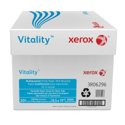 Xerox Vitality Multi-Use Printer & Copy Paper, 10 Reams, White, Letter (8.5in x 11in), 5000 Sheets Per Case, 20 Lb, 92 Brightness, 30% Recycled, FSC Certified