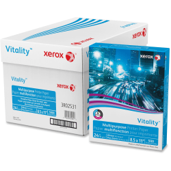 Xerox Vitality Multi-Use Printer & Copy Paper, 10 Reams, White, Letter (8.5in x 11in), 5000 Sheets Per Case, 24 Lb, 92 Brightness,  FSC Certified