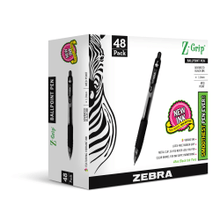 Load image into Gallery viewer, Zebra Pen Z-Grip Retractable Ballpoint Pens, Pack Of 48, Medium Point, 1.0 mm, Clear Barrel, Black Ink