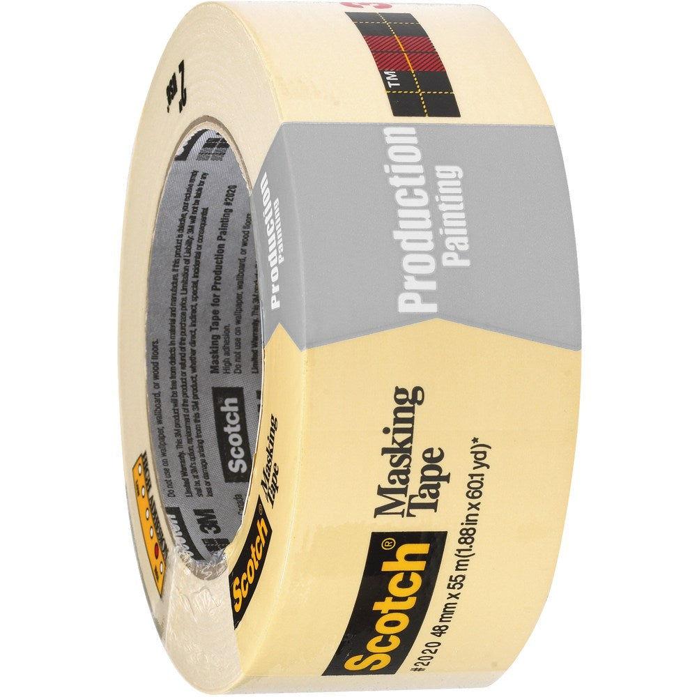 3M 2020 Masking Tape, 3in Core, 2in x 180ft, Natural, Case Of 24