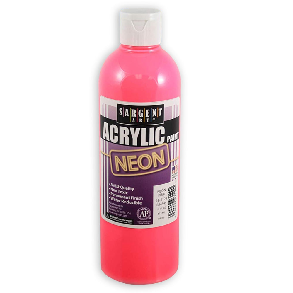 Sargent Art Neon Acrylic Paint, 16 Oz, Pink