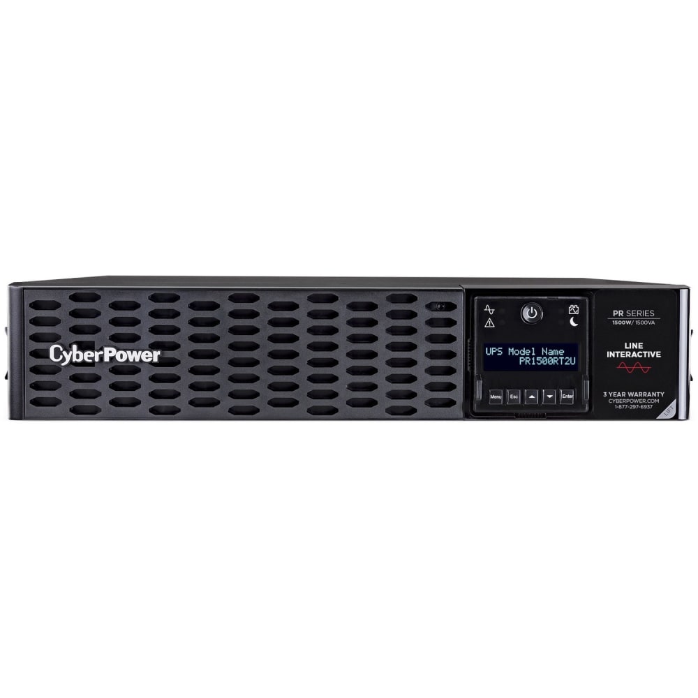 CyberPower PR1500RT2UN New Smart App Sinewave UPS Systems - 1500VA/1500W, 120 VAC, NEMA 5-15P, 2U, Rack / Tower, Sine Wave, 8 Outlets, LCD, PowerPanel Business, $400000 CEG, 3YR Warranty