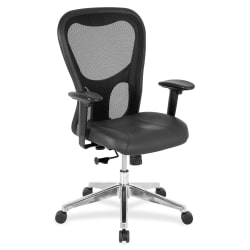 Lorell Executive Ergonomic Bonded Leather/Mesh Mid-Back Chair, Black