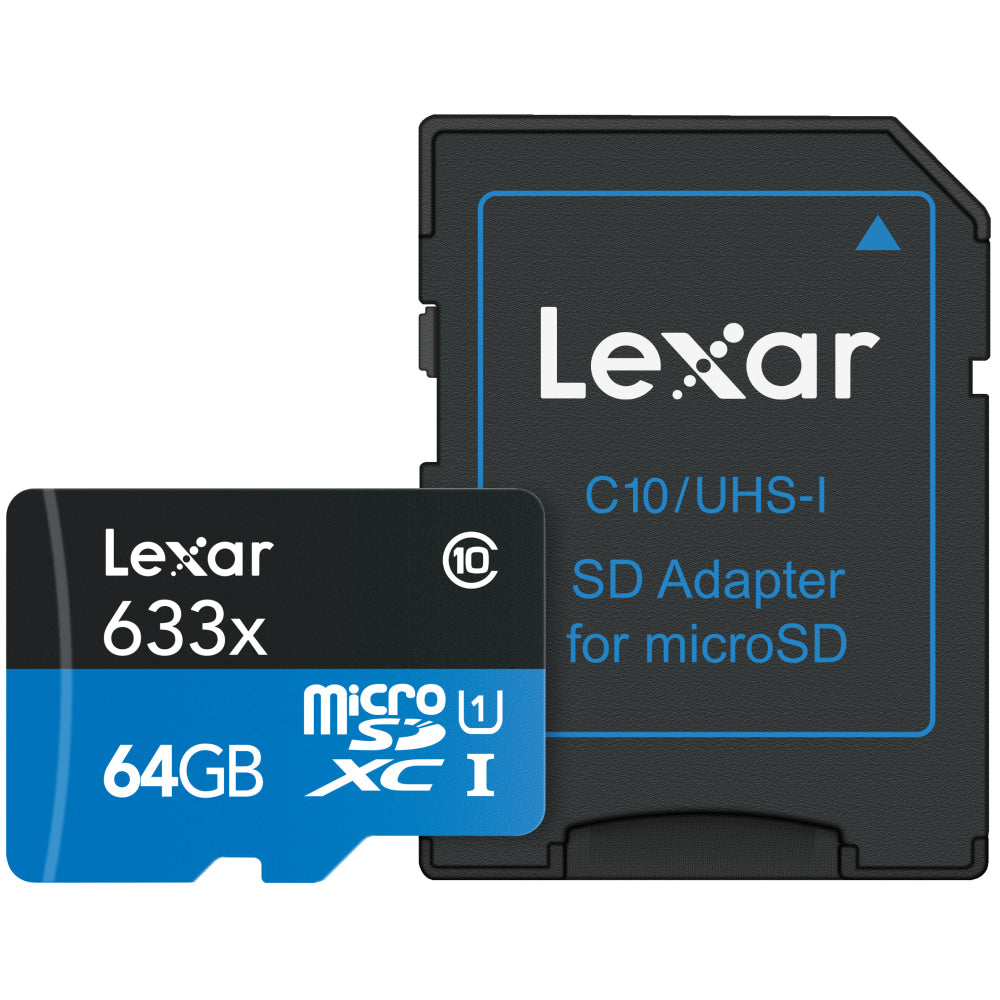 Lexar High-Performance 633x microSDXC UHS-1 Memory Card, 64GB