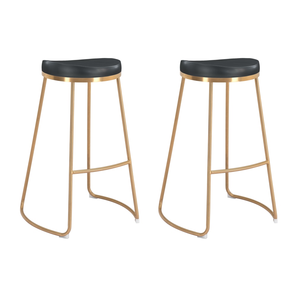 Zuo Modern Bree Barstools, Black/Gold, Set Of 2