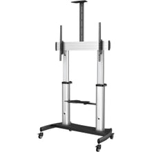 Load image into Gallery viewer, StarTech.com Mobile TV Stand, Heavy Duty TV Cart for 60-100in Display (100kg/220lb) - W/ 2 equipment shelves (STNDMTV100) - Cart - for flat panel - aluminum, steel - black, silver