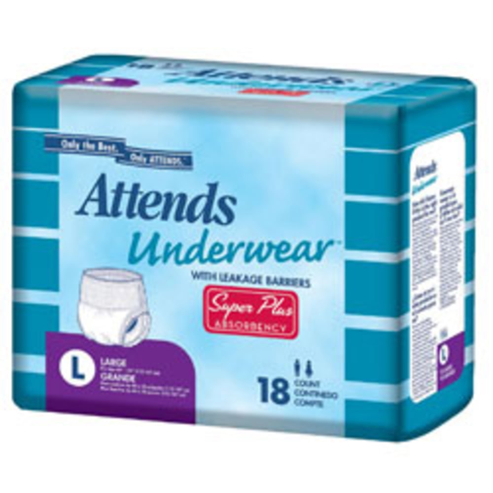 Attends Underwear Super Plus Absorbency With Leakage Barriers (Youth/Small, Waist/Hip: 22in-36in, Weight: 80-125 Lb) Pack Of 20